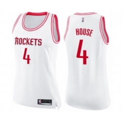 Womens Houston Rockets #4 Danuel House Swingman White-Pink Fashion Basketball Jersey