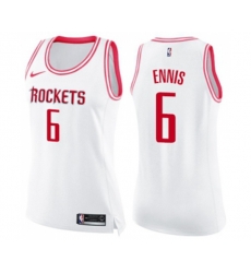 Womens Houston Rockets #6 Tyler Ennis Swingman White Pink Fashion Basketball Jersey