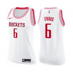 Womens Houston Rockets #6 Tyler Ennis Swingman White Pink Fashion Basketball Jersey