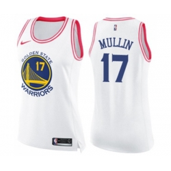 Womens Golden State Warriors #17 Chris Mullin Swingman White Pink Fashion Basketball Jersey
