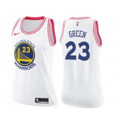 Womens Golden State Warriors #23 Draymond Green Swingman White Pink Fashion Basketball Jersey
