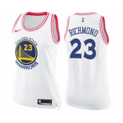 Womens Golden State Warriors #23 Mitch Richmond Swingman White Pink Fashion Basketball Jersey