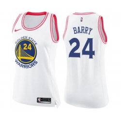 Womens Golden State Warriors #24 Rick Barry Swingman White Pink Fashion Basketball Jersey