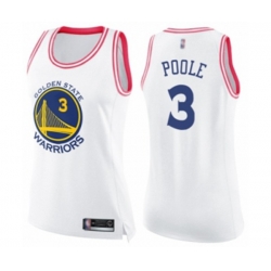 Womens Golden State Warriors #3 Jordan Poole Swingman White Pink Fashion Basketball Jersey