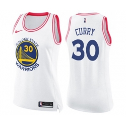 Womens Golden State Warriors #30 Stephen Curry Swingman White Pink Fashion Basketball Jersey