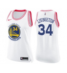 Womens Golden State Warriors #34 Shaun Livingston Swingman White Pink Fashion Basketball Jersey