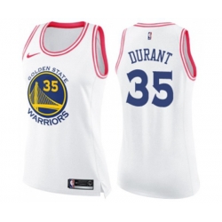Womens Golden State Warriors #35 Kevin Durant Swingman White-Pink Fashion Basketball Jersey