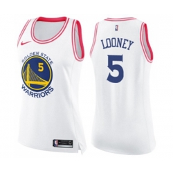 Womens Golden State Warriors #5 Kevon Looney Swingman White Pink Fashion Basketball Jersey
