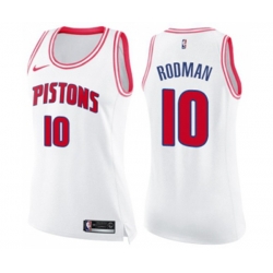 Womens Detroit Pistons #10 Dennis Rodman Swingman White Pink Fashion Basketball Jersey Womens Detroit Pistons #10 Dennis Rodman Swingman White Pink Fashion Basketball Jersey