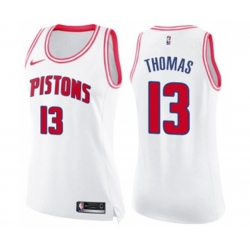 Womens Detroit Pistons #13 Khyri Thomas Swingman White Pink Fashion Basketball Jersey Womens Detroit Pistons #13 Khyri Thomas Swingman White Pink Fashion Basketball Jersey