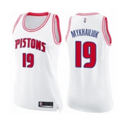 Womens Detroit Pistons #19 Sviatoslav Mykhailiuk Swingman White Pink Fashion Basketball Jersey Womens Detroit Pistons #19 Sviatoslav Mykhailiuk Swingman White Pink Fashion Basketball Jersey