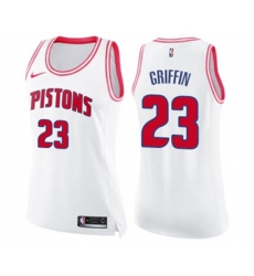 Womens Detroit Pistons #23 Blake Griffin Swingman White Pink Fashion Basketball Jersey