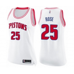 Womens Detroit Pistons #25 Derrick Rose Swingman White Pink Fashion Basketball Jersey Womens Detroit Pistons #25 Derrick Rose Swingman White Pink Fashion Basketball Jersey