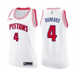 Womens Detroit Pistons #4 Joe Dumars Swingman White Pink Fashion Basketball Jersey Womens Detroit Pistons #4 Joe Dumars Swingman White Pink Fashion Basketball Jersey