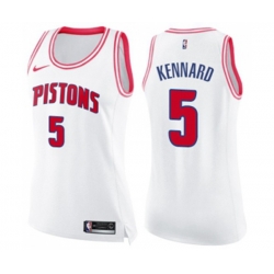 Womens Detroit Pistons #5 Luke Kennard Swingman White Pink Fashion Basketball Jersey Womens Detroit Pistons #5 Luke Kennard Swingman White Pink Fashion Basketball Jersey