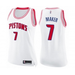 Womens Detroit Pistons #7 Thon Maker Swingman White Pink Fashion Basketball Jersey Womens Detroit Pistons #7 Thon Maker Swingman White Pink Fashion Basketball Jersey