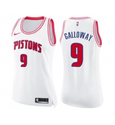 Womens Detroit Pistons #9 Langston Galloway Swingman White Pink Fashion Basketball Jersey