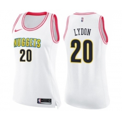 Womens Denver Nuggets #20 Tyler Lydon Swingman White Pink Fashion Basketball Jersey