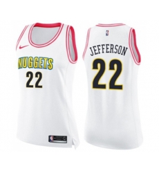 Womens Denver Nuggets #22 Richard Jefferson Swingman White Pink Fashion Basketball Jersey