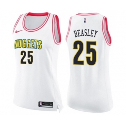 Womens Denver Nuggets #25 Malik Beasley Swingman White Pink Fashion Basketball Jersey