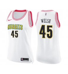 Womens Denver Nuggets #45 Thomas Welsh Swingman White Pink Fashion Basketball Jersey