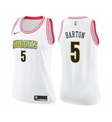 Womens Denver Nuggets #5 Will Barton Swingman White Pink Fashion Basketball Jersey