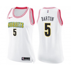 Womens Denver Nuggets #5 Will Barton Swingman White Pink Fashion Basketball Jersey