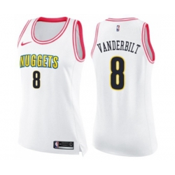 Womens Denver Nuggets #8 Jarred Vanderbilt Swingman White Pink Fashion Basketball Jersey