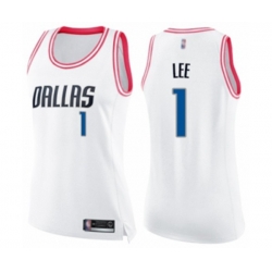 Womens Dallas Mavericks #1 Courtney Lee Swingman White Pink Fashion Basketball Jersey