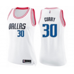 Womens Dallas Mavericks #30 Seth Curry Swingman White Pink Fashion Basketball Jersey