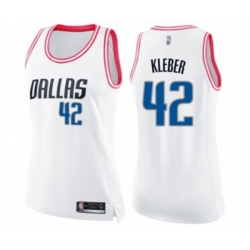Womens Dallas Mavericks #42 Maxi Kleber Swingman White Pink Fashion Basketball Jersey