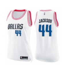 Womens Dallas Mavericks #44 Justin Jackson Swingman White Pink Fashion Basketball Jersey