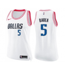 Womens Dallas Mavericks #5 Jose Juan Barea Swingman White Pink Fashion Basketball Jersey