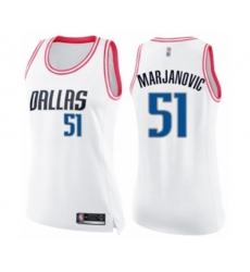 Womens Dallas Mavericks #51 Boban Marjanovic Swingman White Pink Fashion Basketball Jersey