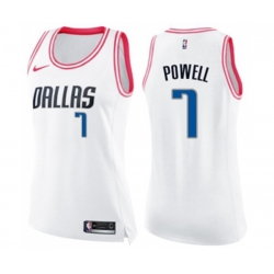 Womens Dallas Mavericks #7 Dwight Powell Swingman White Pink Fashion Basketball Jersey