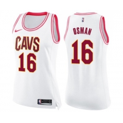 Womens Cleveland Cavaliers #16 Cedi Osman Swingman White Pink Fashion Basketball Jersey Womens Cleveland Cavaliers #16 Cedi Osman Swingman White Pink Fashion Basketball Jersey