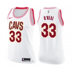 Womens Cleveland Cavaliers #33 Shaquille ONeal Swingman White Pink Fashion Basketball Jersey Womens Cleveland Cavaliers #33 Shaquille ONeal Swingman White Pink Fashion Basketball Jersey