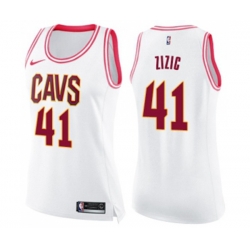 Womens Cleveland Cavaliers #41 Ante Zizic Swingman White Pink Fashion Basketball Jersey Womens Cleveland Cavaliers #41 Ante Zizic Swingman White Pink Fashion Basketball Jersey