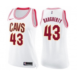 Womens Cleveland Cavaliers #43 Brad Daugherty Swingman White Pink Fashion Basketball Jersey Womens Cleveland Cavaliers #43 Brad Daugherty Swingman White Pink Fashion Basketball Jersey