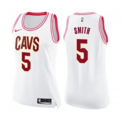 Womens Cleveland Cavaliers #5 J.R. Smith Swingman White Pink Fashion Basketball Jersey Womens Cleveland Cavaliers #5 J.R. Smith Swingman White Pink Fashion Basketball Jersey