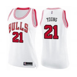 Womens Chicago Bulls #21 Thaddeus Young Swingman White Pink Fashion Basketball Jersey Womens Chicago Bulls #21 Thaddeus Young Swingman White Pink Fashion Basketball Jersey