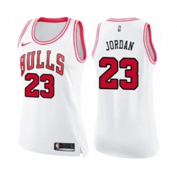Womens Chicago Bulls #23 Michael Jordan Swingman White Pink Fashion Basketball Jersey Womens Chicago Bulls #23 Michael Jordan Swingman White Pink Fashion Basketball Jersey