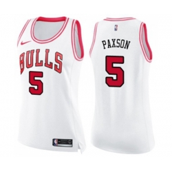 Womens Chicago Bulls #5 John Paxson Swingman White Pink Fashion Basketball Jersey Womens Chicago Bulls #5 John Paxson Swingman White Pink Fashion Basketball Jersey