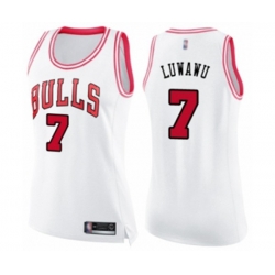 Womens Chicago Bulls #7 Timothe Luwawu Swingman White Pink Fashion Basketball Jersey Womens Chicago Bulls #7 Timothe Luwawu Swingman White Pink Fashion Basketball Jersey