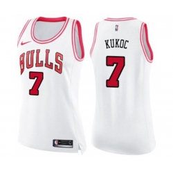 Womens Chicago Bulls #7 Toni Kukoc Swingman White Pink Fashion Basketball Jersey Womens Chicago Bulls #7 Toni Kukoc Swingman White Pink Fashion Basketball Jersey