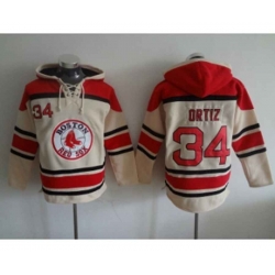 Boston Red Sox #34 David Ortiz Cream Hooded Sweatshirt Jersey
