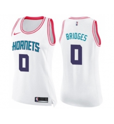 Womens Charlotte Hornets #0 Miles Bridges Swingman White Pink Fashion Basketball Jersey