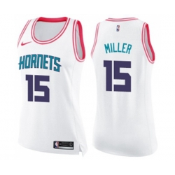 Womens Charlotte Hornets #15 Percy Miller Swingman White Pink Fashion Basketball Jersey