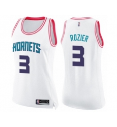 Womens Charlotte Hornets #3 Terry Rozier Swingman White Pink Fashion Basketball Jersey