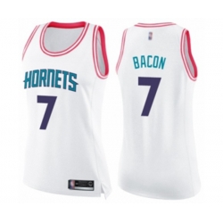 Womens Charlotte Hornets #7 Dwayne Bacon Swingman White Pink Fashion Basketball Jersey